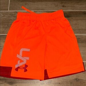 Under Armour Neon Orange Shorts with Maroon Accents